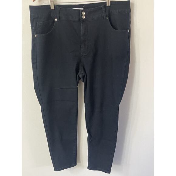 Between US Womens Straight Leg Jeans Size 24 Black Stretch High Rise Zip Casual - Picture 1 of 15